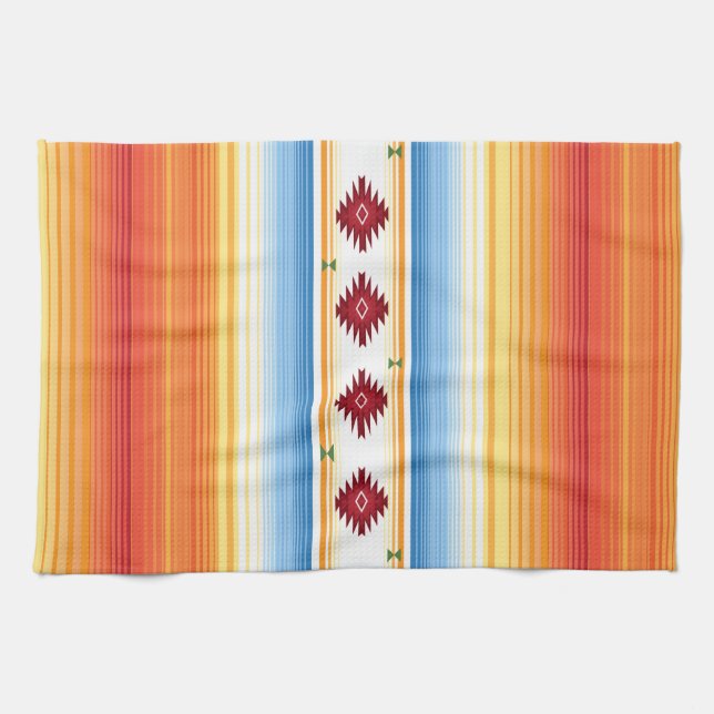 Traditional Mexican Serape Blanket Tea Towel (Horizontal)