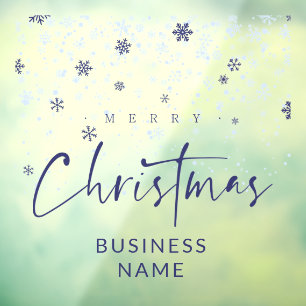 Traditional Minimalist Navy Snowflakes  Window Cling