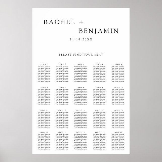 Traditional Minimalist Simple Wedding Black White Poster (Front)