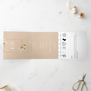 Traditional Modern Classic   Earthy Wedding Tri-Fold Invitation