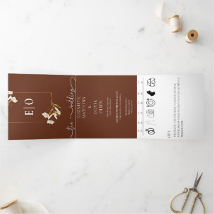 Traditional Modern Classic   Terracotta Wedding  Tri-Fold Invitation