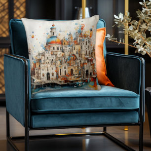 Traditional Modern Italian Abstract Architecture  Cushion