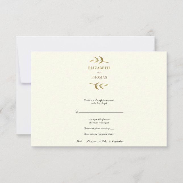 Traditional modern wedding response card  (Front)