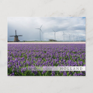 Traditional & modern windmill, Holland bar card