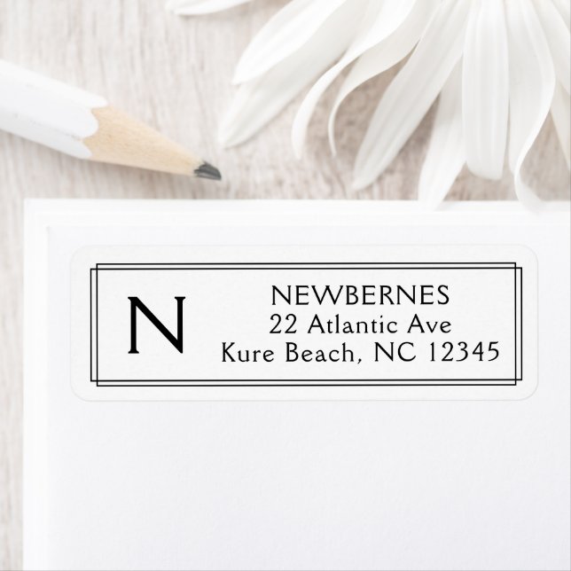 Traditional Monogram Black White Border Stationery (Insitu)