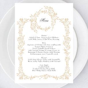 traditional Monogram Blush Crest Elegant Wedding Menu