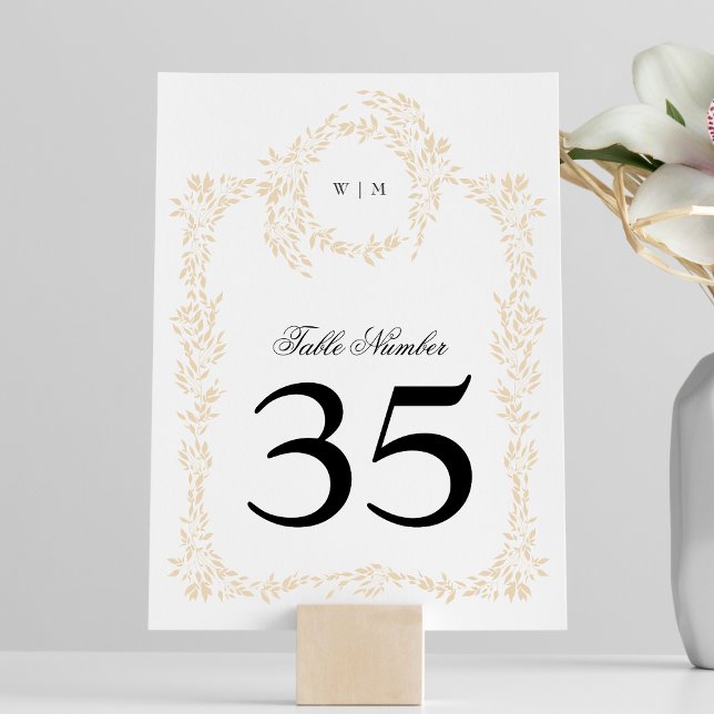 traditional Monogram Blush Crest Elegant Wedding Table Number (Creator Uploaded)