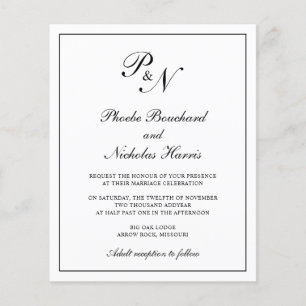 Traditional Monogram Budget Wedding Invitation Flyer