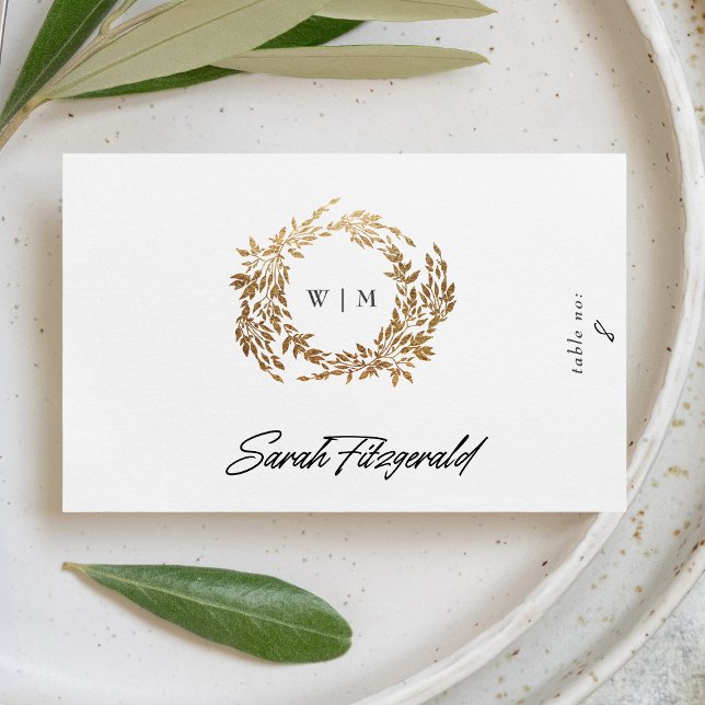 traditional Monogram Crest Classic Elegant Wedding Place Card (Creator Uploaded)