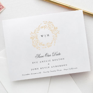 traditional Monogram Crest Classic Elegant Wedding Save The Date