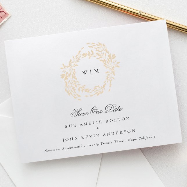 traditional Monogram Crest Classic Elegant Wedding Save The Date (Creator Uploaded)