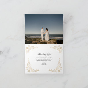 traditional Monogram Crest Classic Elegant Wedding Thank You Card