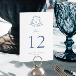 Traditional Monogram Crest Elegant Wedding Table Number