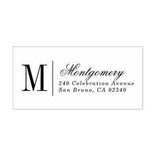 Traditional Monogram Custom Name & Return Address Rubber Stamp