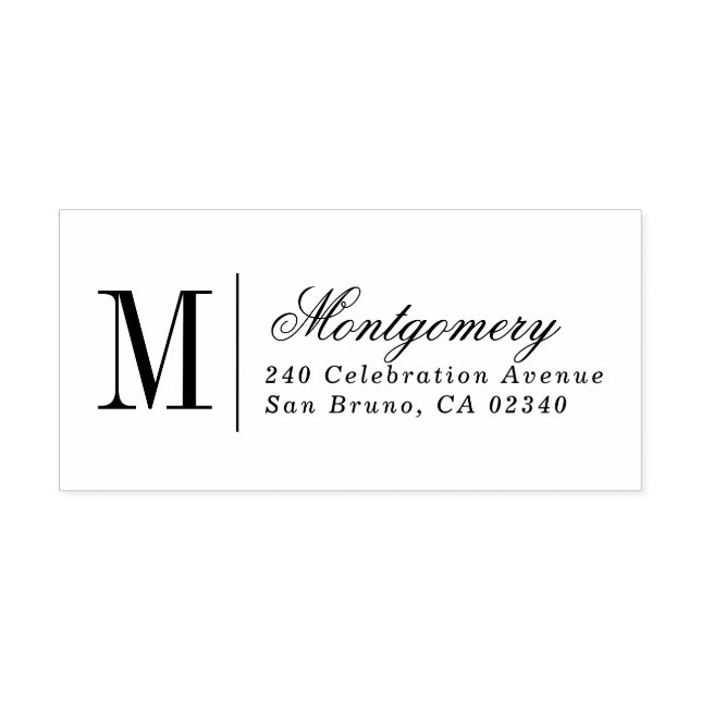 Traditional Monogram Custom Name & Return Address Rubber Stamp (Imprint)