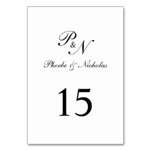 Traditional Monogram Formal Elegant Wedding Table Number