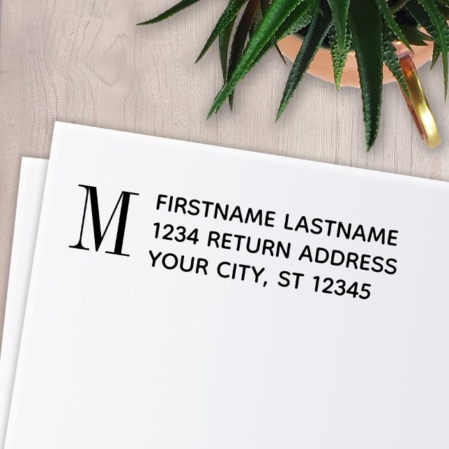 Traditional Monogram with Name Return Address Self-inking Stamp (Creator Uploaded)