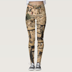 Traditional Moroccan village, archival architectur Leggings
