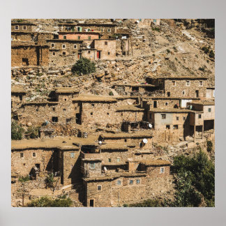 Traditional Moroccan village, archival architectur Poster