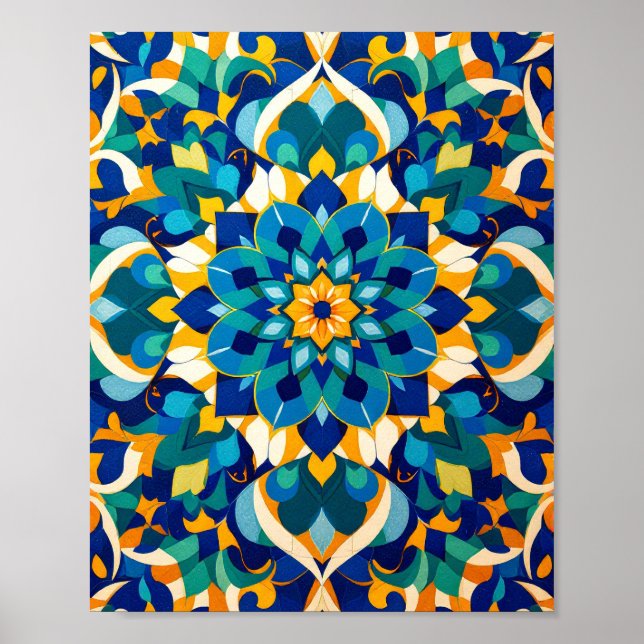 Traditional Moroccan Zillij Geometric Tile Pattern Poster (Front)