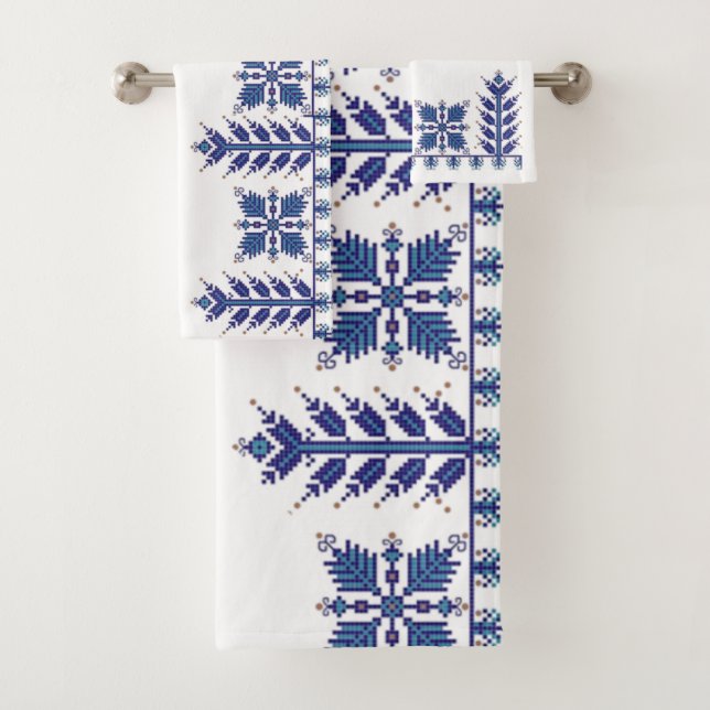 Traditional Motif, Romanian Traditional Motif  T-S Bath Towel Set (Insitu)