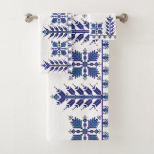Traditional Motif, Romanian Traditional Motif T-S Bath Towel Set