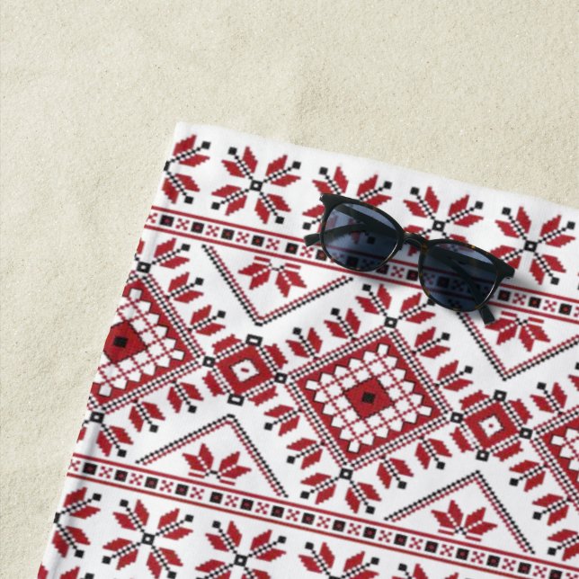 Traditional Motif, Romanian Traditional Motif  T-S Beach Towel (In Situ)