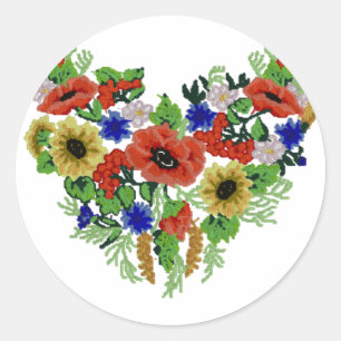 Traditional Motif, Romanian Traditional Motif T-S Classic Round Sticker