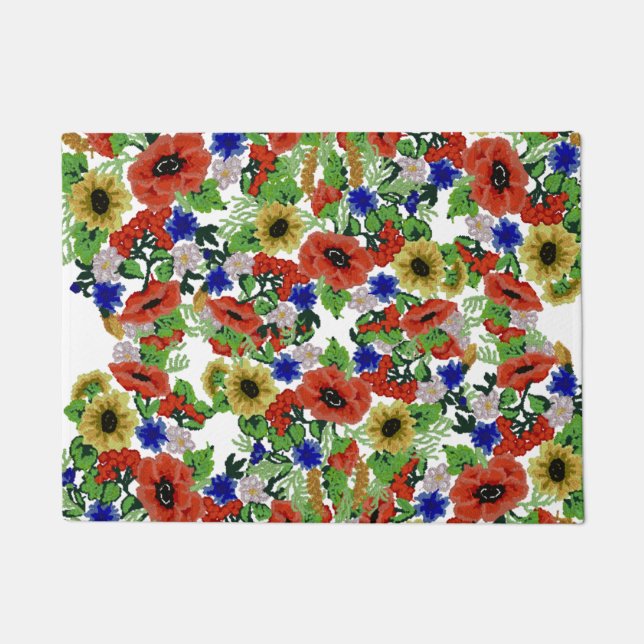 Traditional Motif, Romanian Traditional Motif  T-S Doormat (Front)