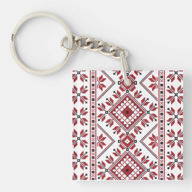 Traditional Motif, Romanian Traditional Motif  T-S Key Ring (Front)