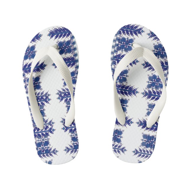 Traditional Motif, Romanian Traditional Motif  T-S Kid's Flip Flops (Footbed)