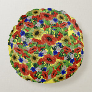 Traditional Motif, Romanian Traditional Motif T-S Round Cushion