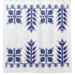 Traditional Motif, Romanian Traditional Motif  T-S Shower Curtain