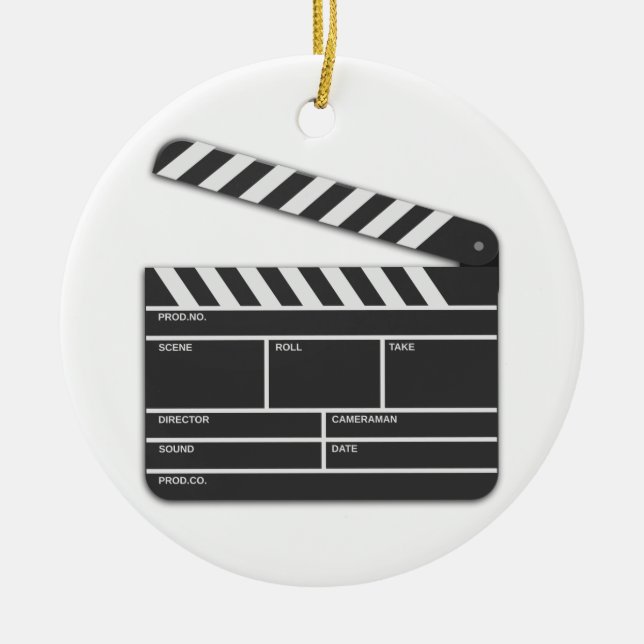 Traditional Movie Clapper-Board Ceramic Tree Decoration (Front)
