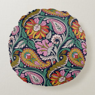 Traditional Mughal Allover Designart,asian,backgro Round Cushion