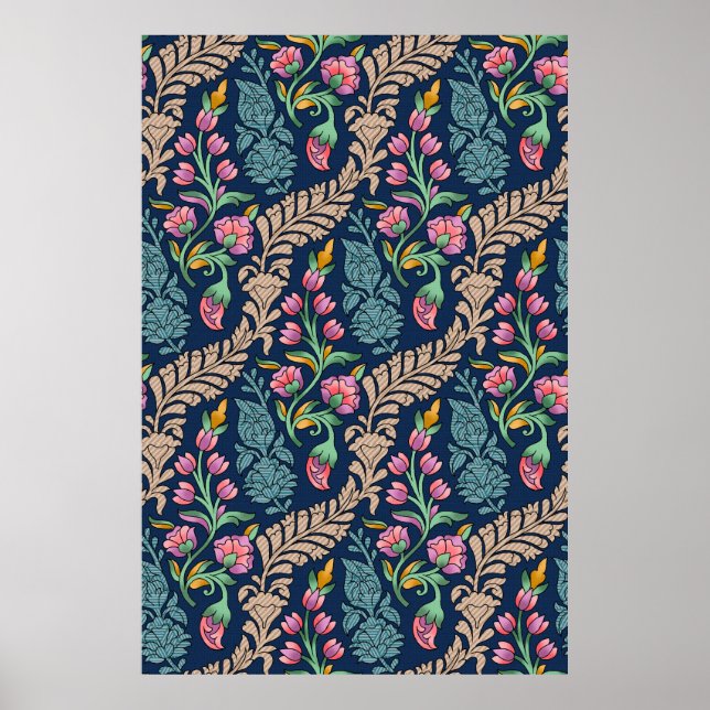Traditional Mughal Allover Designart,pattern,flora Poster (Front)