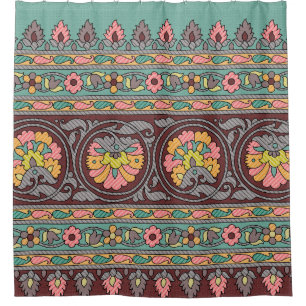 Traditional Mughal Border art,pattern,flower,geome Shower Curtain