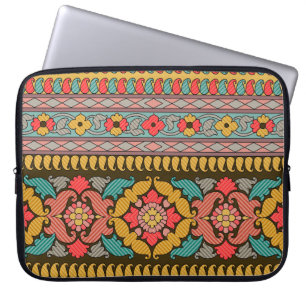 Traditional Mughal Border Designart,ethnic,fabric, Laptop Sleeve