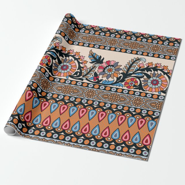 Traditional Mughal Border Designart, seamless, afr Wrapping Paper (Unrolled)
