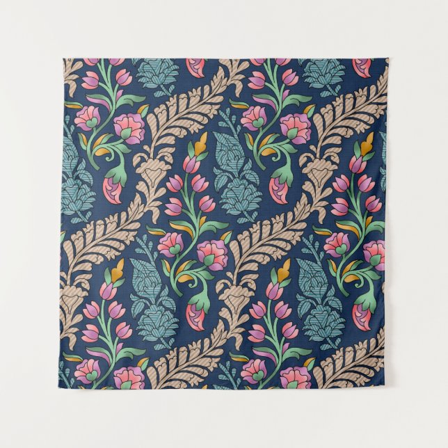 Traditional Mughal Overall Design art,pattern,flor Tapestry (Front)