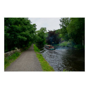 Traditional Narrowboat on the Rochdale Canal Poster