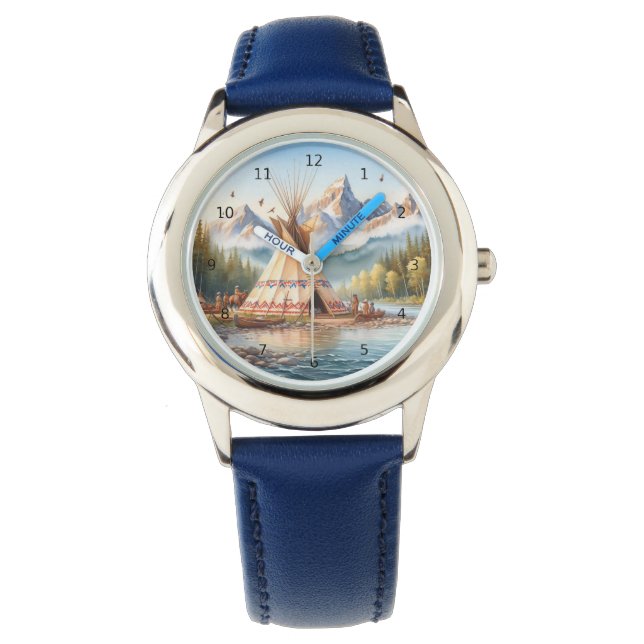 Traditional Native Indian Teepee Nature Scene Digi Watch (Front)