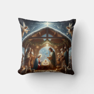 Traditional Nativity Scene Cushion