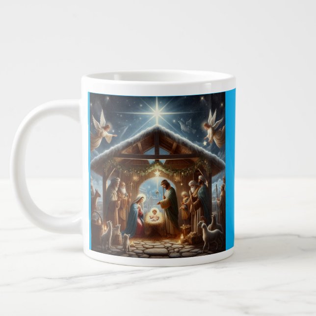 Traditional Nativity Scene Large Coffee Mug (Left)
