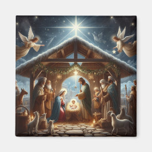 Traditional Nativity Scene Magnet