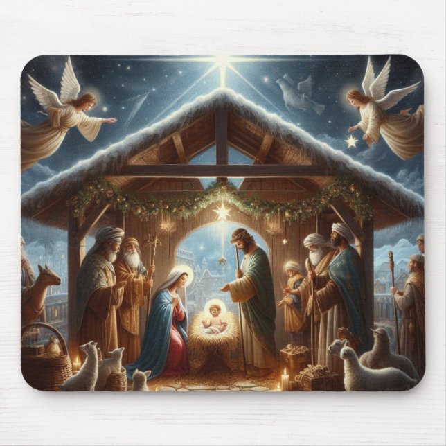 Traditional Nativity Scene Mouse Mat (Front)