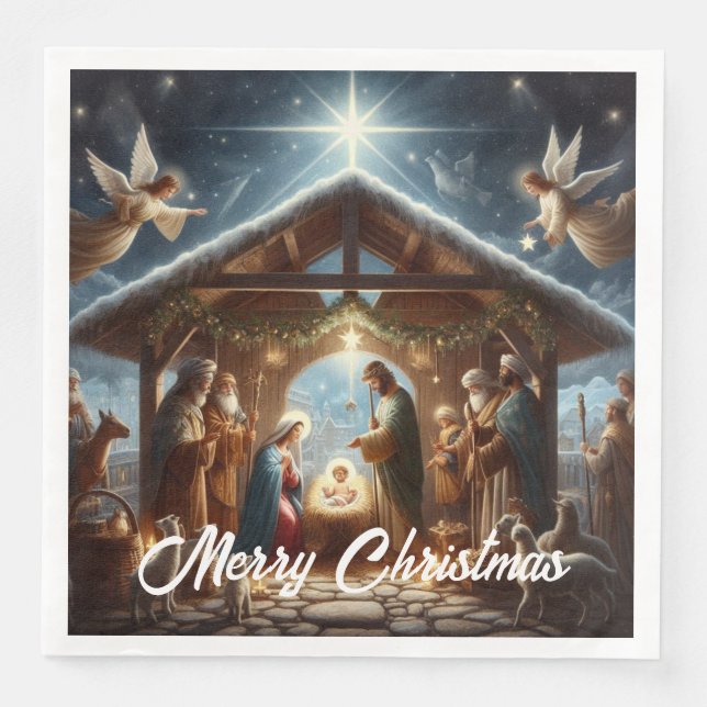 Traditional Nativity Scene Napkin (Front)