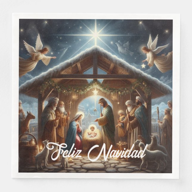 Traditional Nativity Scene Napkin (Front)