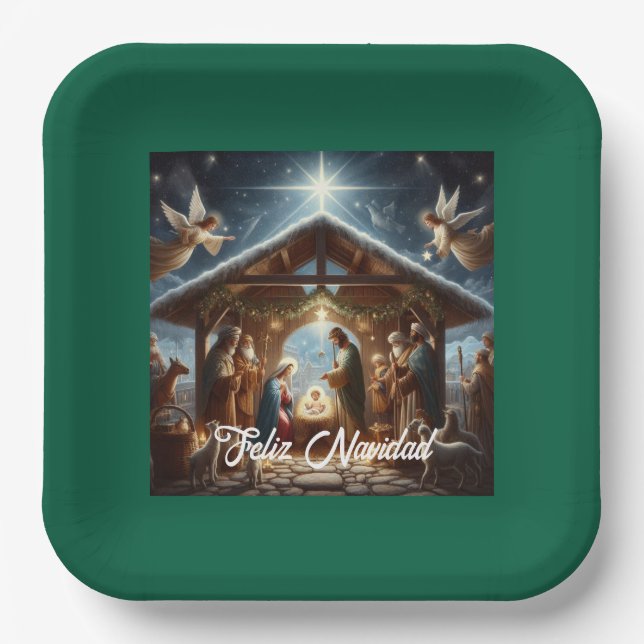 Traditional Nativity Scene Paper Plate (Front)