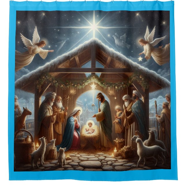 Traditional Nativity Scene Shower Curtain (Front)